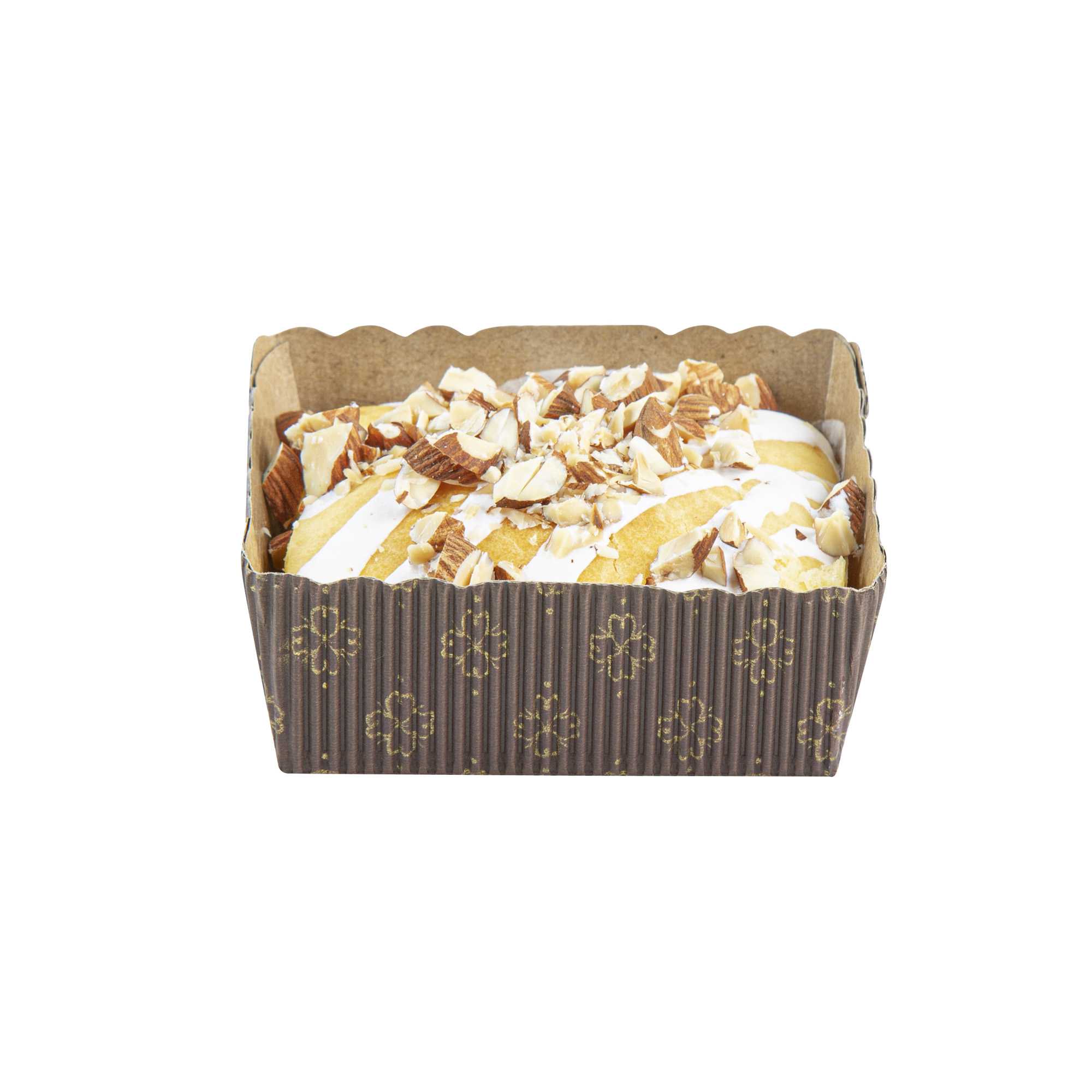 Panificio 4 oz Kraft Paper Square Baking Cup - Greaseproof, Rippled - 3" x 2 3/4" x 1 3/4" - 100 count box