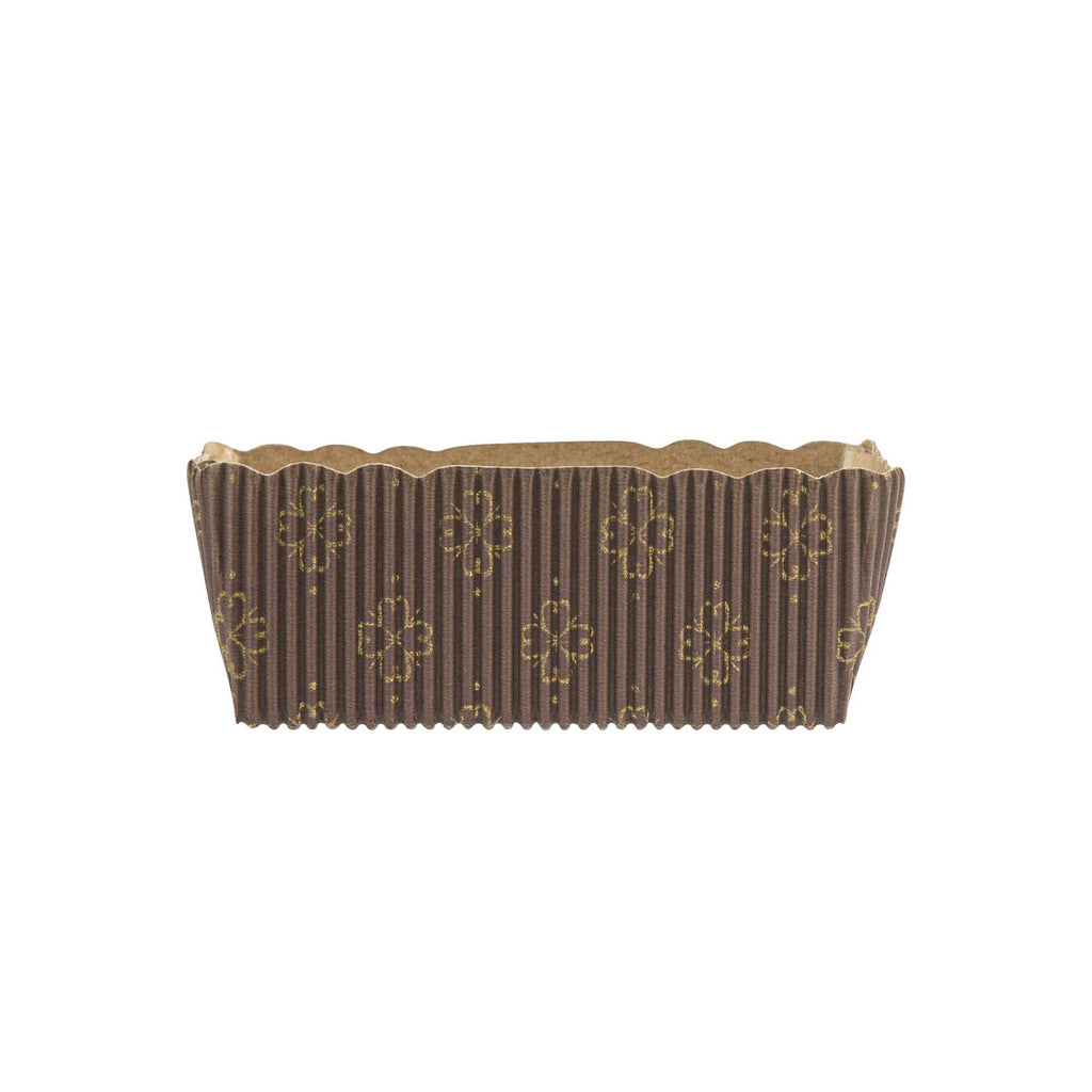 Panificio 4 oz Kraft Paper Square Baking Cup - Greaseproof, Rippled - 3" x 2 3/4" x 1 3/4" - 100 count box