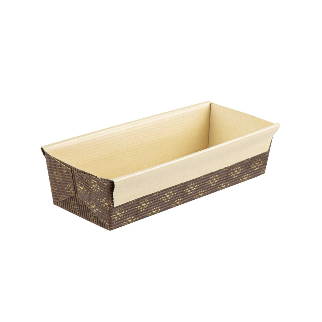 Panificio 18 oz Kraft Paper Baking Loaf Pan - Greaseproof, Rippled - 7 3/4" x 3 1/4" x 2" - 10 count box