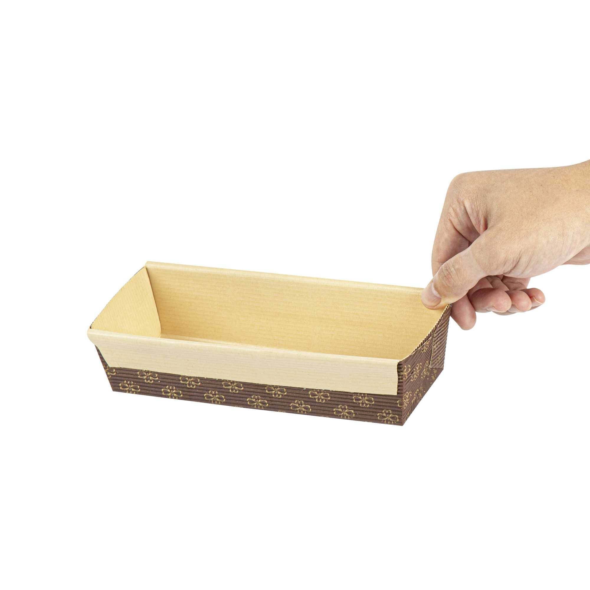 Panificio 18 oz Kraft Paper Baking Loaf Pan - Greaseproof, Rippled - 7 3/4" x 3 1/4" x 2" - 10 count box