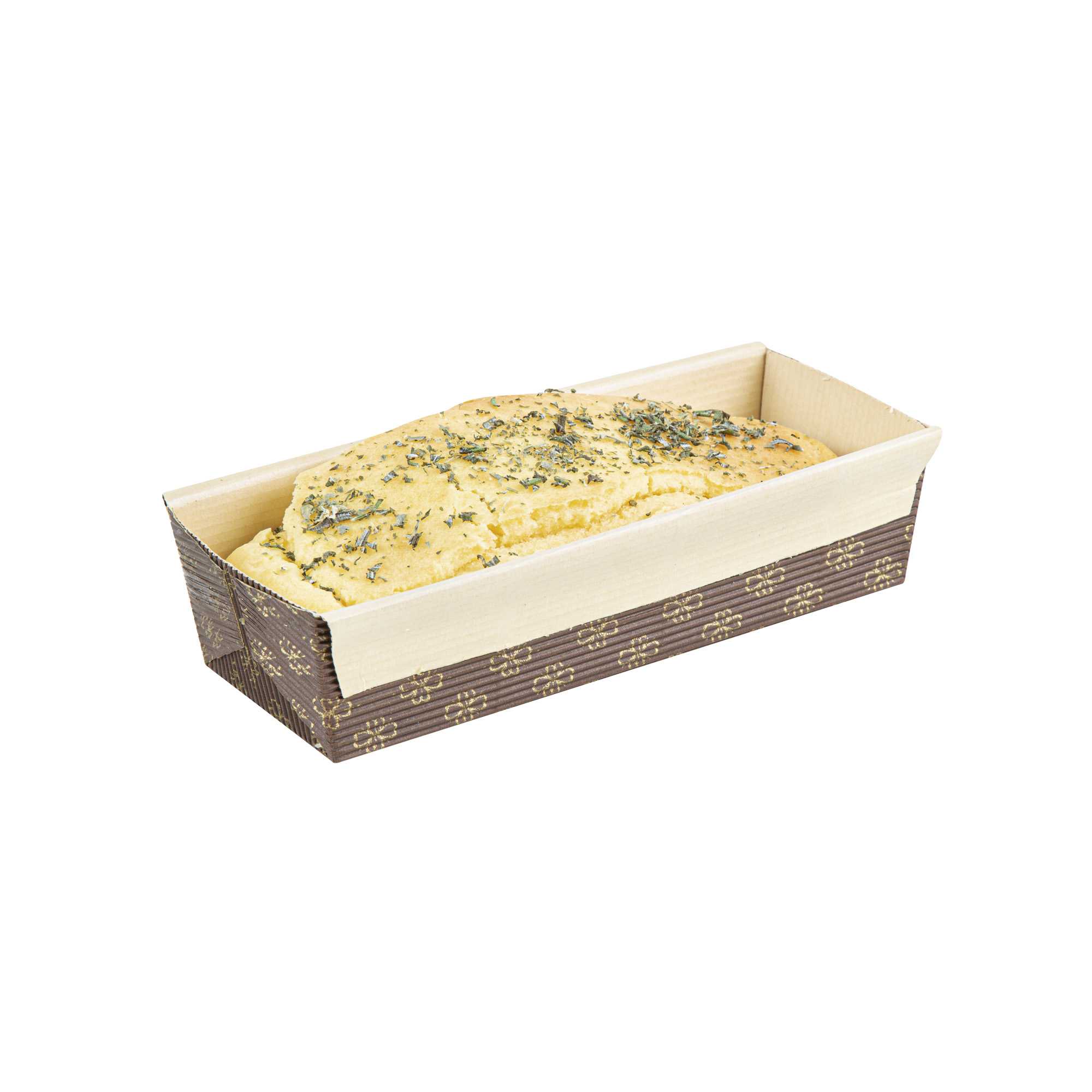 Panificio 18 oz Kraft Paper Baking Loaf Pan - Greaseproof, Rippled - 7 3/4" x 3 1/4" x 2" - 10 count box