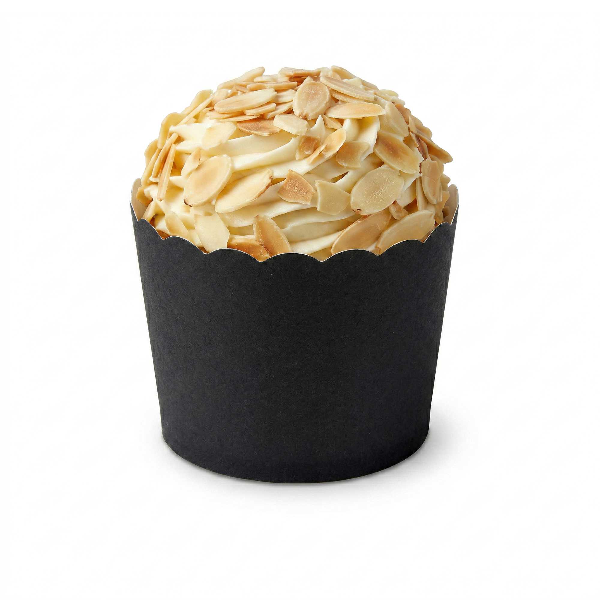 Panificio 3 oz Round Black Paper Mini Baking Cup - Scalloped - 2 1/2" x 2 1/2" x 1 3/4" - 200 count box