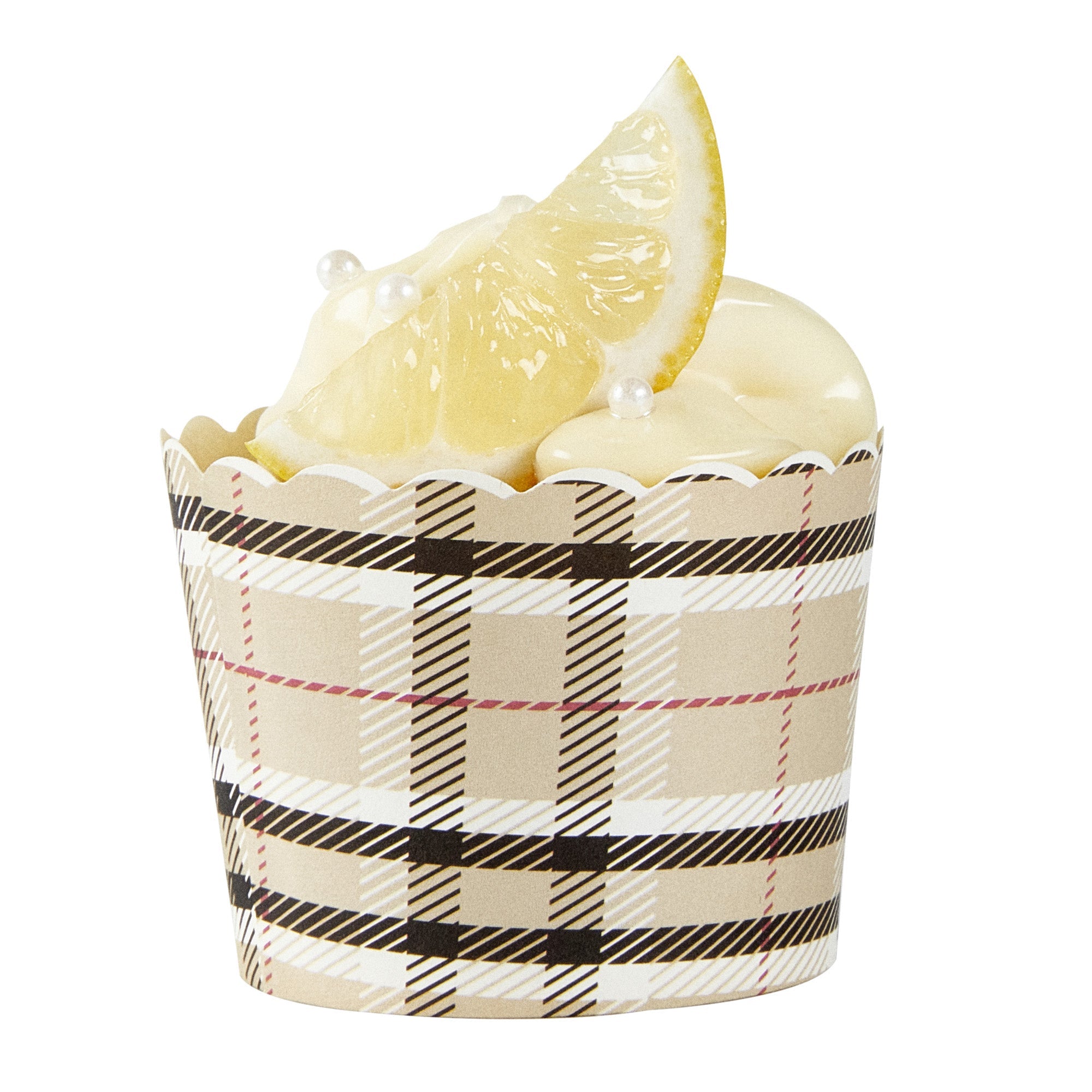 Panificio 3 oz Round Plaid Paper Mini Baking Cup - Scalloped - 2 1/2" x 2 1/2" x 1 3/4" - 200 count box