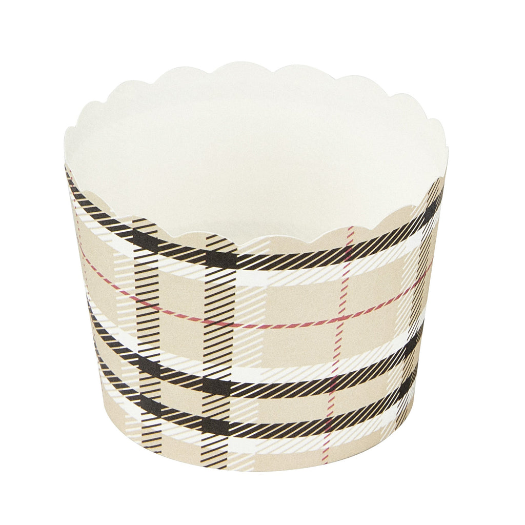 Panificio 3 oz Round Plaid Paper Mini Baking Cup - Scalloped - 2 1/2" x 2 1/2" x 1 3/4" - 200 count box