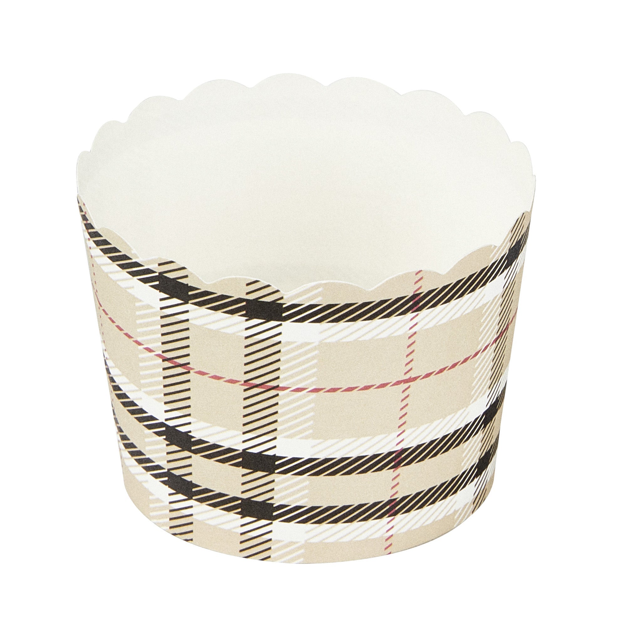 Panificio 3 oz Round Plaid Paper Mini Baking Cup - Scalloped - 2 1/2" x 2 1/2" x 1 3/4" - 200 count box