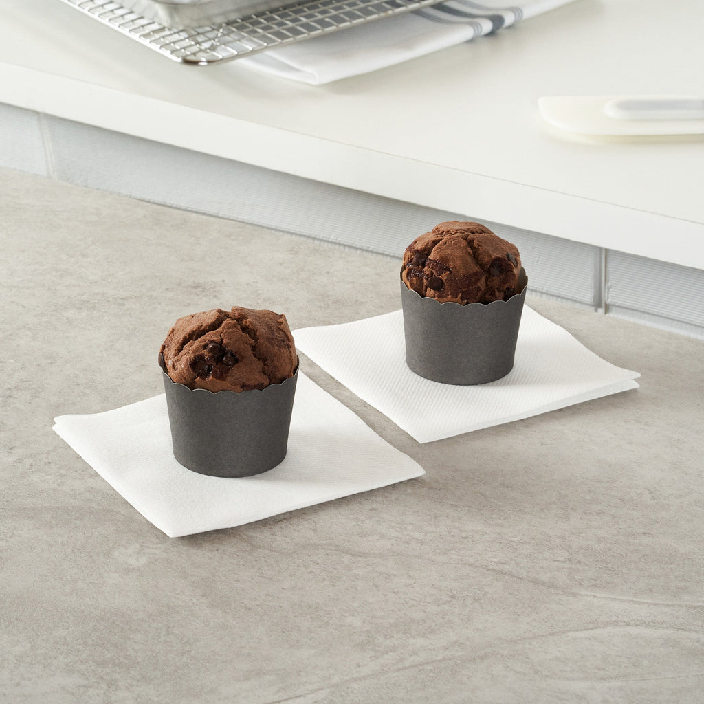 Panificio 3 oz Round Gray Paper Mini Baking Cup - Scalloped - 2 1/2" x 2 1/2" x 1 3/4" - 200 count box