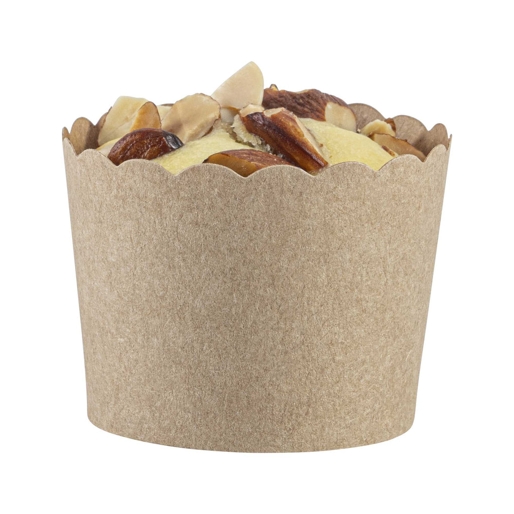 Panificio 3 oz Kraft Paper Mini Baking Cup - Scalloped - 2 1/2" x 2 1/2" x 1 3/4" - 200 count box