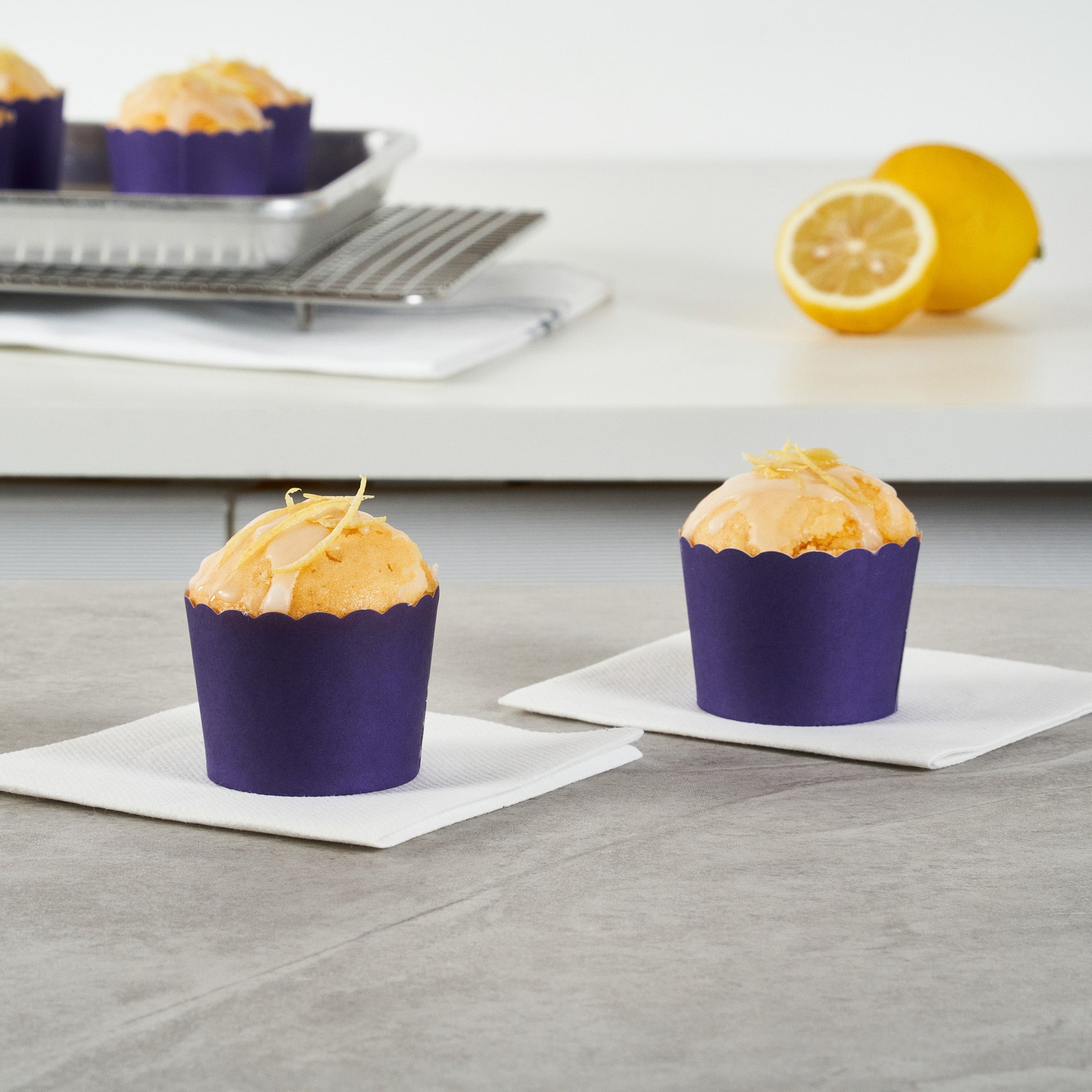 Panificio 3 oz Round Purple Paper Mini Baking Cup - Scalloped - 2 1/2" x 2 1/2" x 1 3/4" - 200 count box