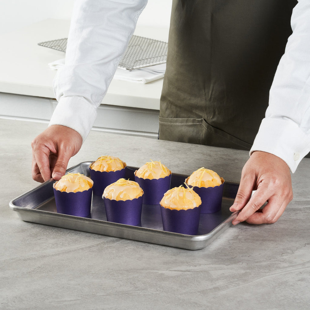 Panificio 3 oz Round Purple Paper Mini Baking Cup - Scalloped - 2 1/2" x 2 1/2" x 1 3/4" - 200 count box