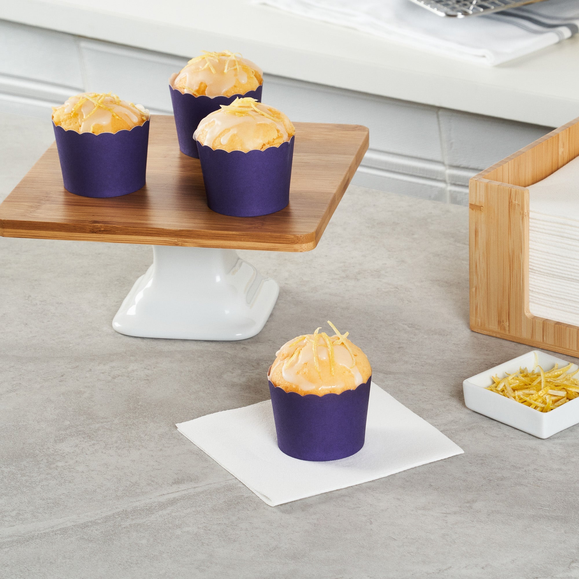 Panificio 3 oz Round Purple Paper Mini Baking Cup - Scalloped - 2 1/2" x 2 1/2" x 1 3/4" - 200 count box