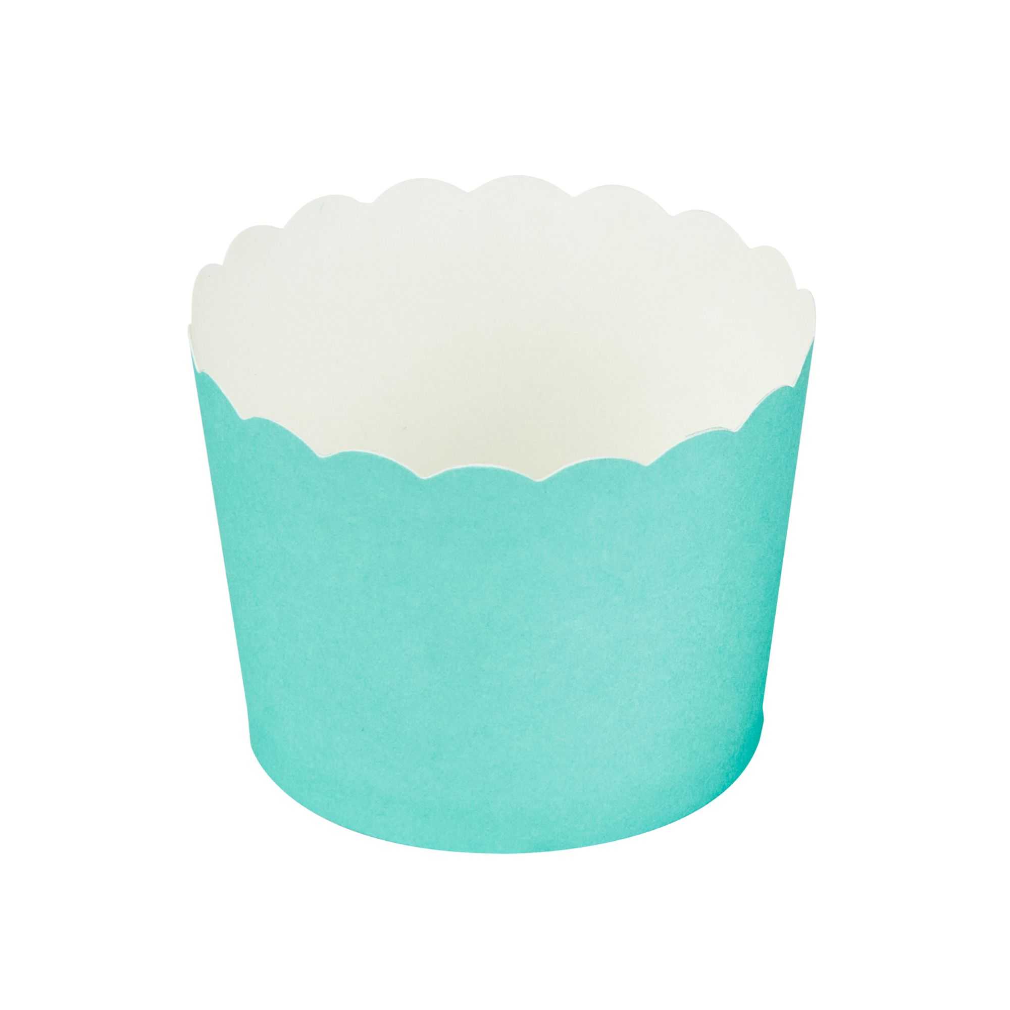 Panificio 3 oz Round Turquoise Paper Mini Baking Cup - Scalloped - 2 1/2" x 2 1/2" x 1 3/4" - 200 count box