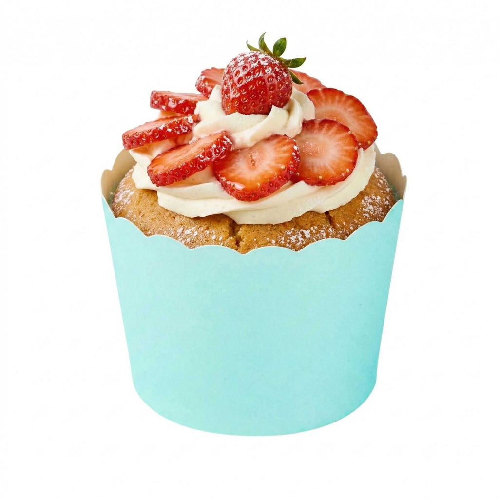 Panificio 3 oz Round Turquoise Paper Mini Baking Cup - Scalloped - 2 1/2" x 2 1/2" x 1 3/4" - 200 count box