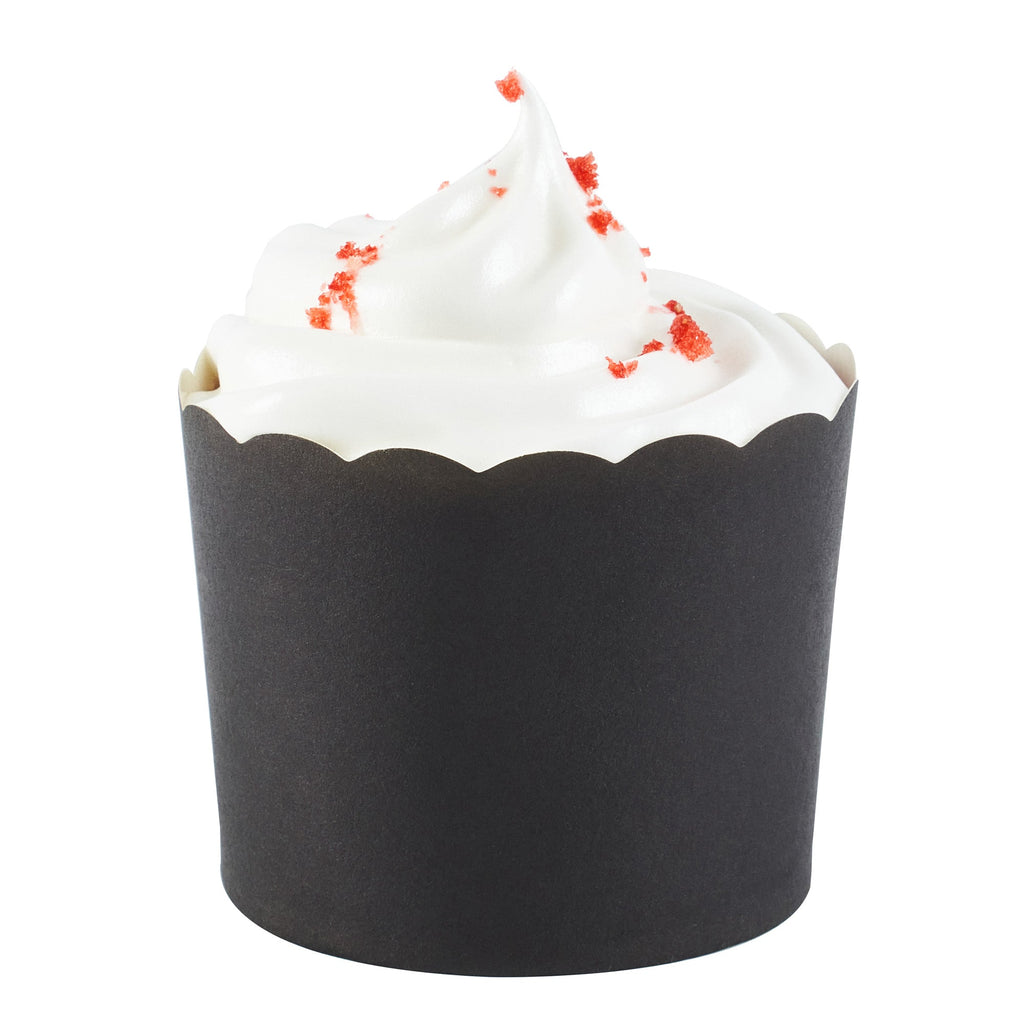Panificio 6 oz Round Black Paper Classic Baking Cup - Scalloped - 2 3/4" x 2 3/4" x 2 1/4" - 200 count box