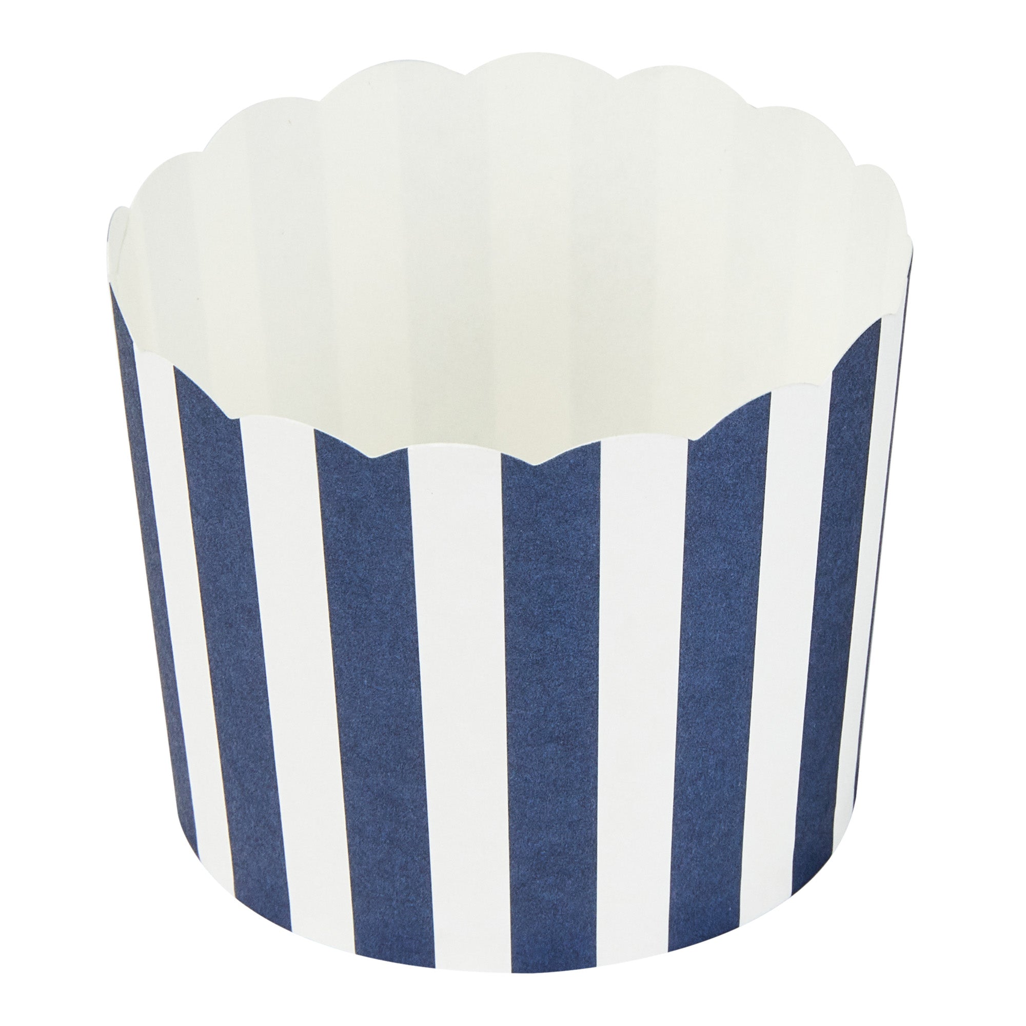 Panificio 6 oz Round Stripe Blue Paper Classic Baking Cup - Scalloped - 2 3/4" x 2 3/4" x 2 1/4" - 200 count box
