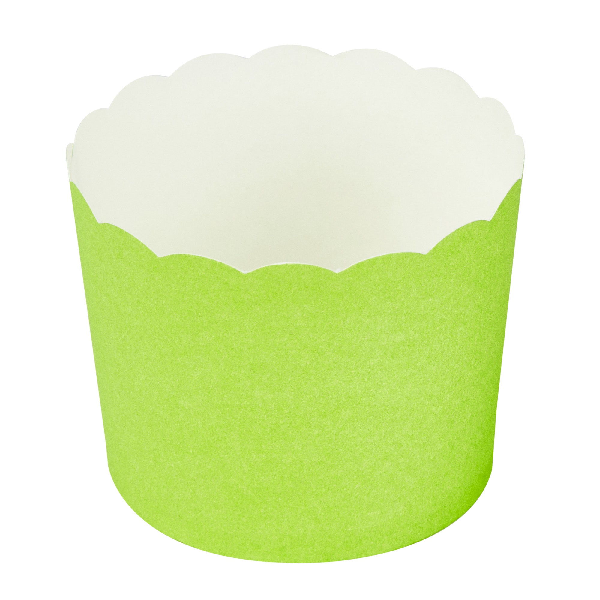 Panificio 6 oz Round Eco Green Paper Classic Baking Cup - Scalloped - 2 3/4" x 2 3/4" x 2 1/4" - 200 count box