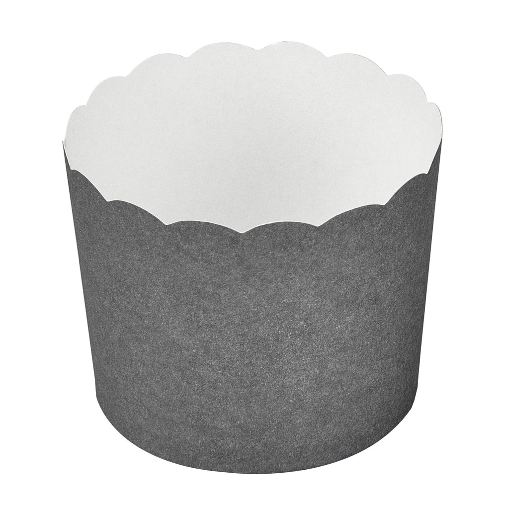 Panificio 6 oz Round Gray Paper Classic Baking Cup - Scalloped - 2 3/4" x 2 3/4" x 2 1/4" - 200 count box
