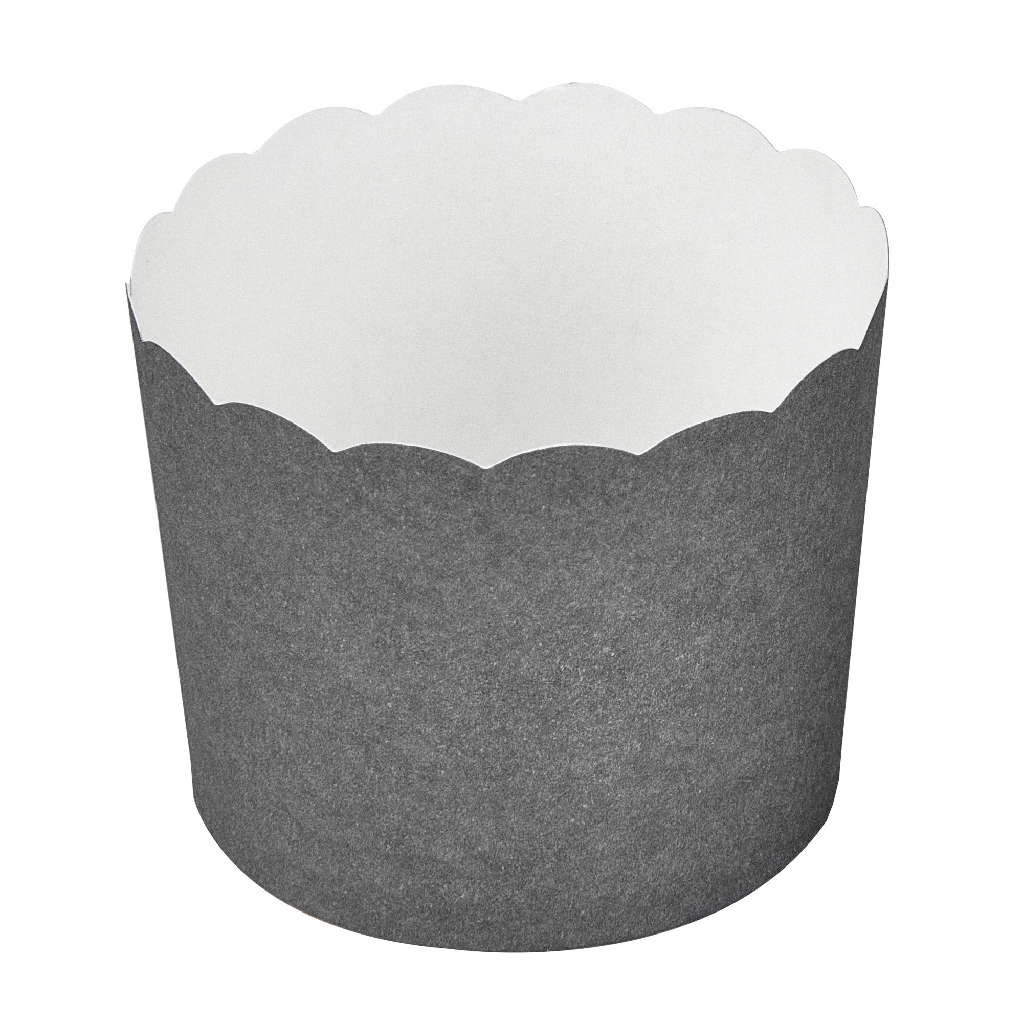 Panificio 6 oz Round Gray Paper Classic Baking Cup - Scalloped - 2 3/4" x 2 3/4" x 2 1/4" - 200 count box