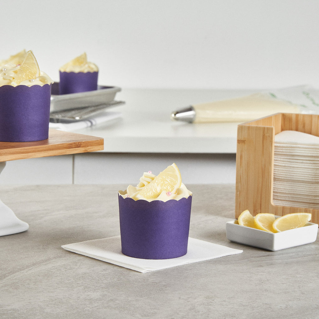 Panificio 6 oz Round Purple Paper Classic Baking Cup - Scalloped - 2 3/4" x 2 3/4" x 2 1/4" - 200 count box