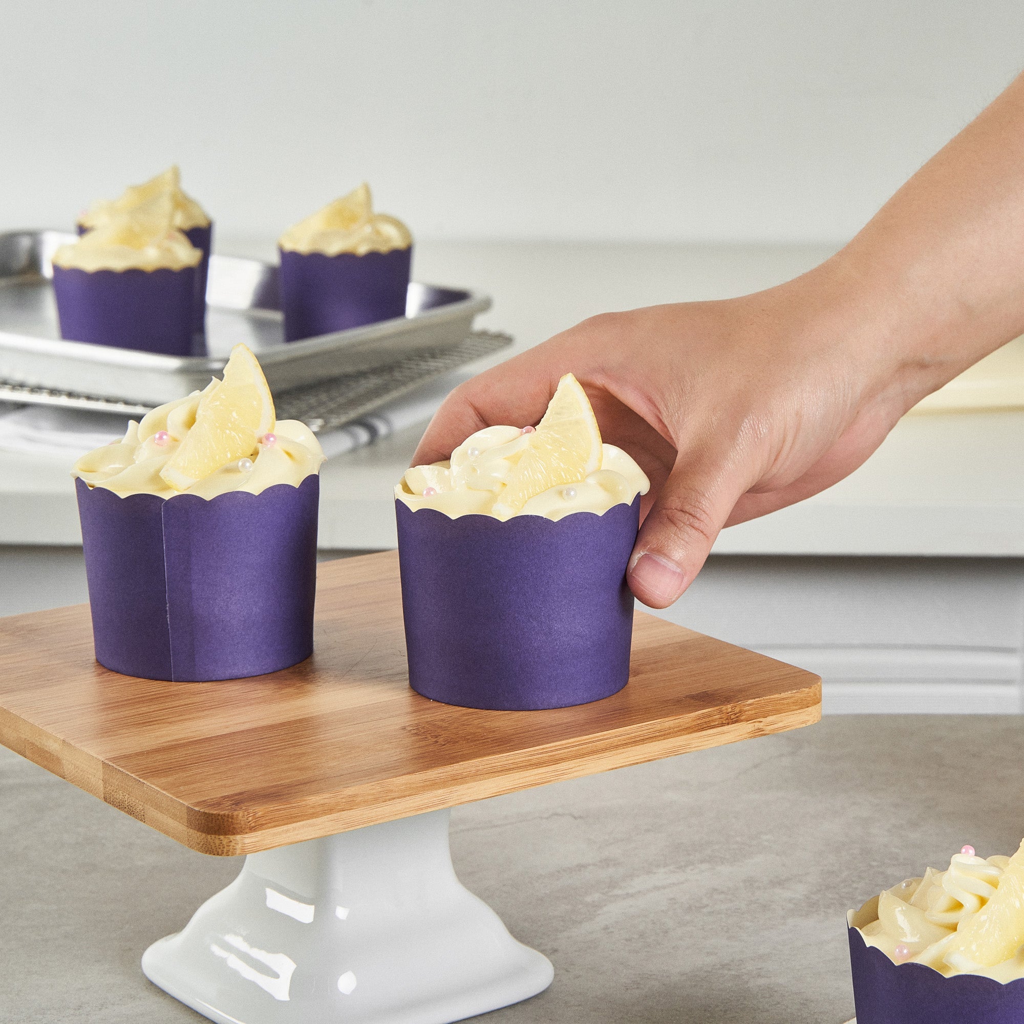 Panificio 6 oz Round Purple Paper Classic Baking Cup - Scalloped - 2 3/4" x 2 3/4" x 2 1/4" - 200 count box