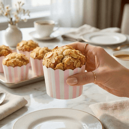 Panificio 6 oz Round Stripe Pink Paper Classic Baking Cup - Scalloped - 2 3/4" x 2 3/4" x 2 1/4" - 200 count box