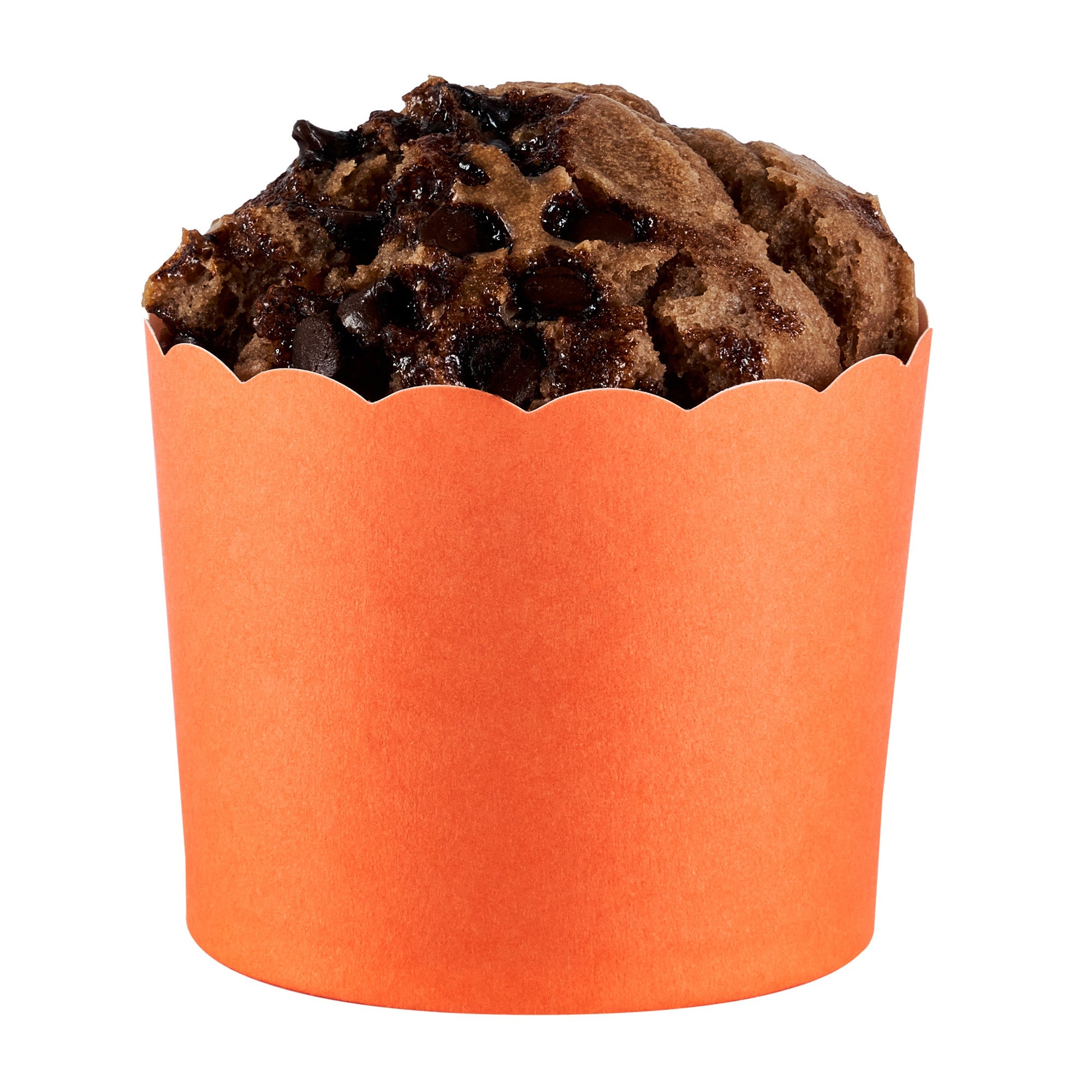 Panificio 6 oz Round Tangerine Paper Classic Baking Cup - Scalloped - 2 3/4" x 2 3/4" x 2 1/4" - 200 count box