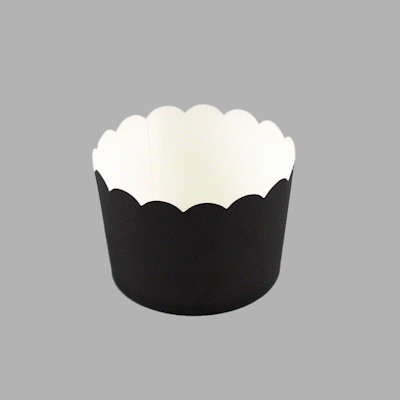 Panificio 10 oz Black Paper Jumbo Baking Cup - Scalloped - 3 1/2" x 3 1/2" x 2 1/2" - 200 count box