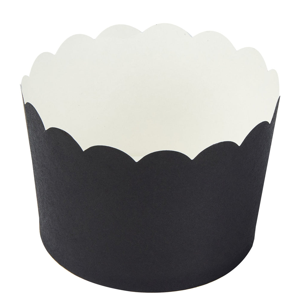 Panificio 10 oz Black Paper Jumbo Baking Cup - Scalloped - 3 1/2" x 3 1/2" x 2 1/2" - 200 count box