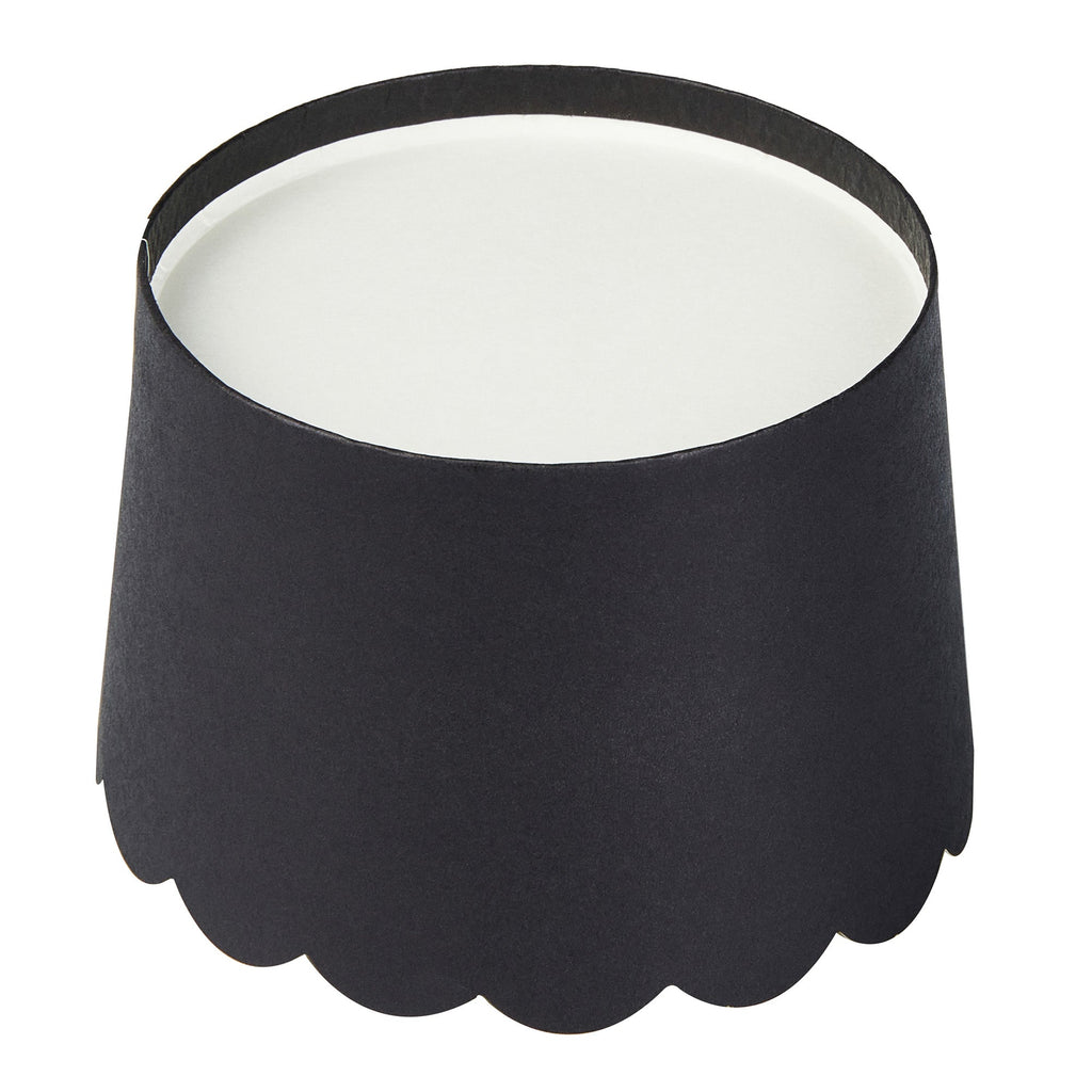 Panificio 10 oz Black Paper Jumbo Baking Cup - Scalloped - 3 1/2" x 3 1/2" x 2 1/2" - 200 count box