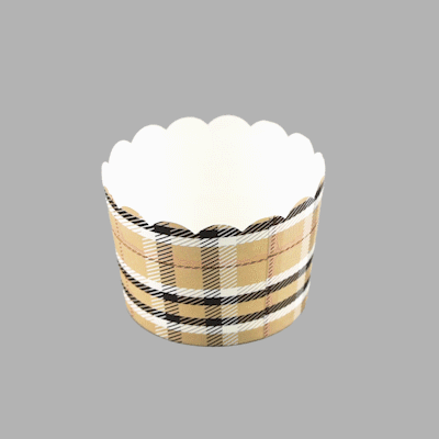 Panificio 10 oz Round Plaid Paper Jumbo Baking Cup - Scalloped - 3 1/2" x 3 1/2" x 2 1/2" - 200 count box