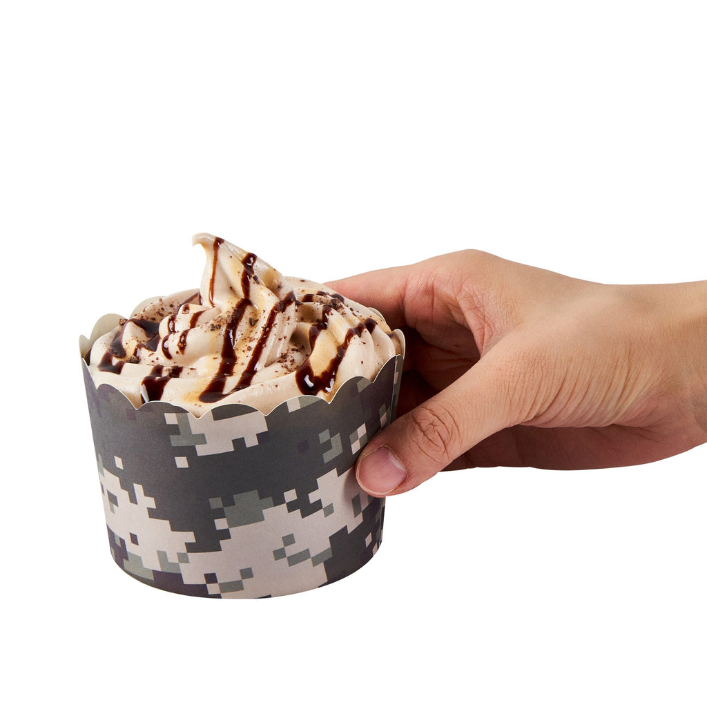 Panificio 10 oz Round Assorted Paper Jumbo Baking Cup - Scalloped - 3 1/2" x 3 1/2" x 2 1/2" - 200 count box