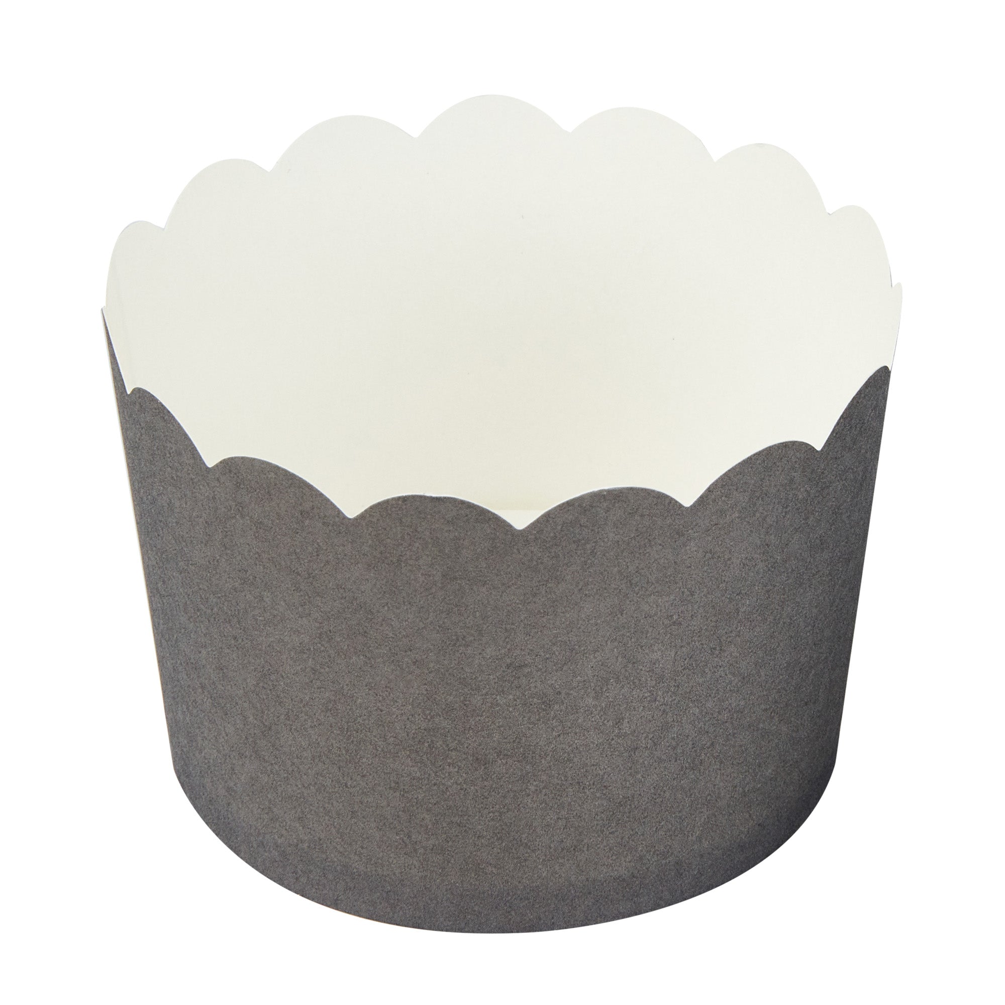 Panificio 10 oz Round Gray Paper Jumbo Baking Cup - Scalloped - 3 1/2" x 3 1/2" x 2 1/2" - 200 count box
