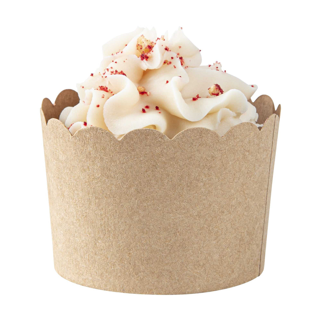 Panificio 10 oz Kraft Paper Jumbo Baking Cup - Scalloped - 3 1/2" x 3 1/2" x 2 1/2" - 200 count box