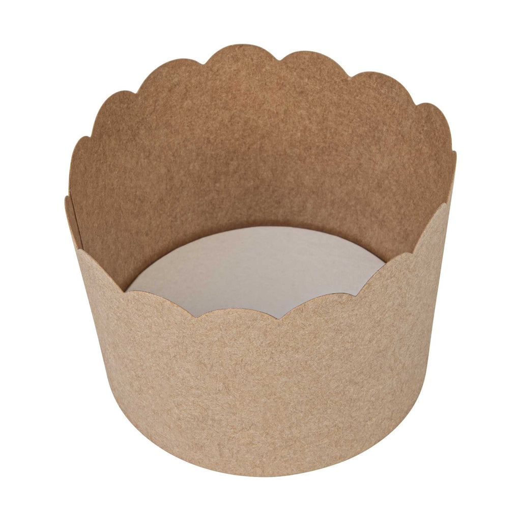 Panificio 10 oz Kraft Paper Jumbo Baking Cup - Scalloped - 3 1/2" x 3 1/2" x 2 1/2" - 200 count box
