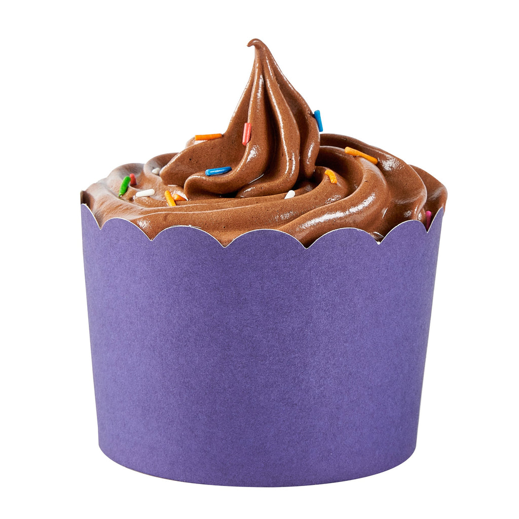 Panificio 10 oz Round Purple Paper Jumbo Baking Cup - Scalloped - 3 1/2" x 3 1/2" x 2 1/2" - 200 count box