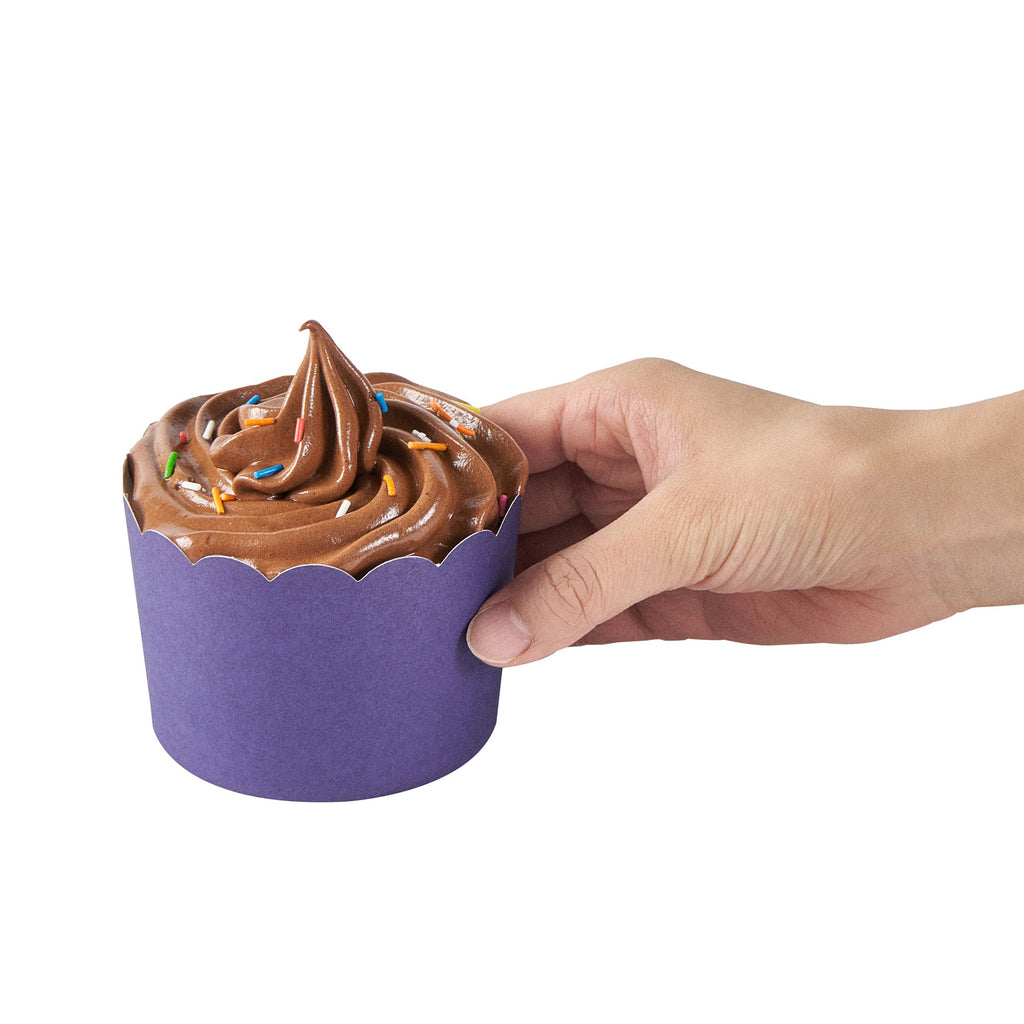 Panificio 10 oz Round Purple Paper Jumbo Baking Cup - Scalloped - 3 1/2" x 3 1/2" x 2 1/2" - 200 count box