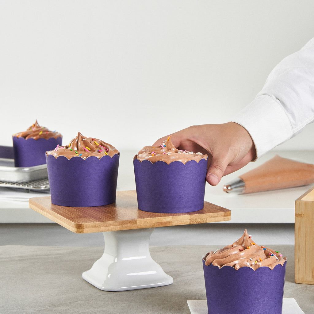 Panificio 10 oz Round Purple Paper Jumbo Baking Cup - Scalloped - 3 1/2" x 3 1/2" x 2 1/2" - 200 count box