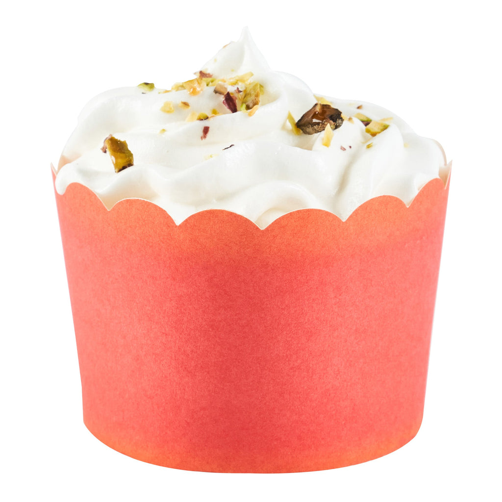 Panificio 10 oz Round Red Paper Jumbo Baking Cup - Scalloped - 3 1/2" x 3 1/2" x 2 1/2" - 200 count box