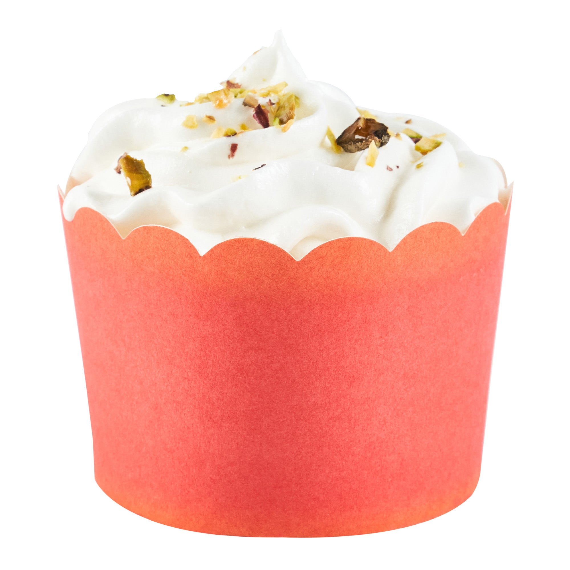 Panificio 10 oz Round Red Paper Jumbo Baking Cup - Scalloped - 3 1/2" x 3 1/2" x 2 1/2" - 200 count box