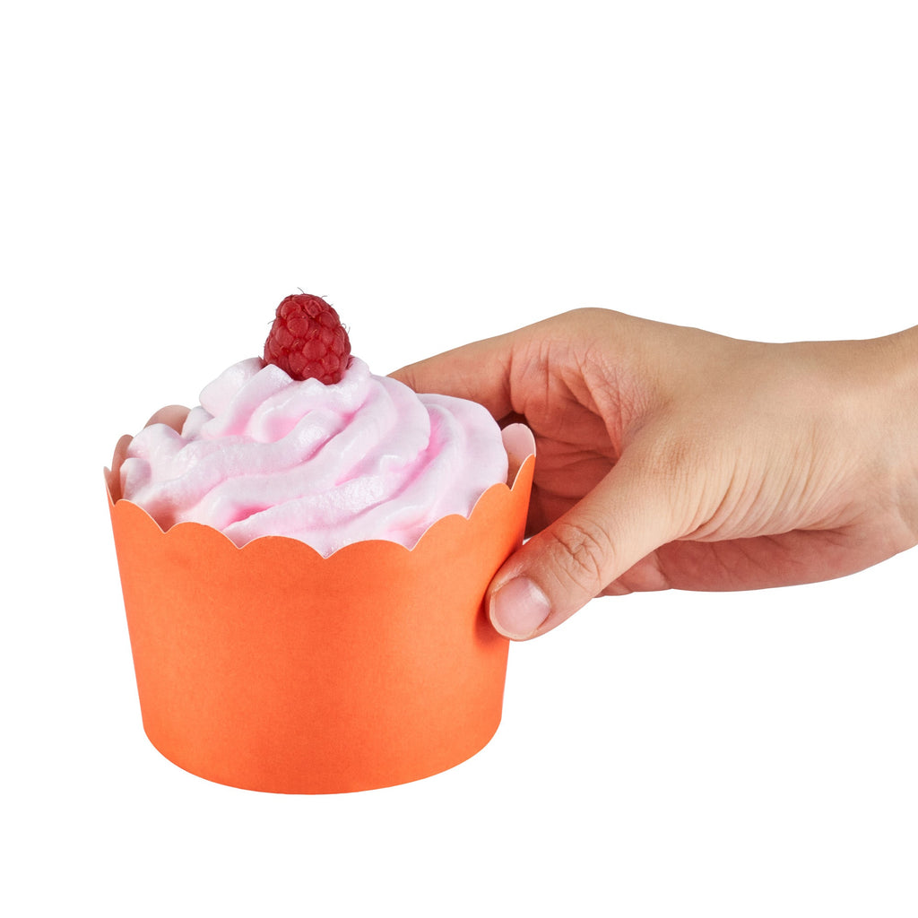 Panificio 10 oz Round Tangerine Paper Jumbo Baking Cup - Scalloped - 3 1/2" x 3 1/2" x 2 1/2" - 200 count box