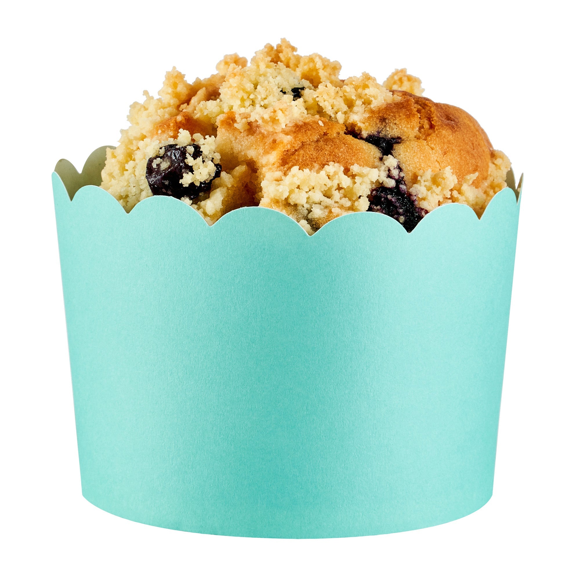 Panificio 10 oz Round Turquoise Paper Jumbo Baking Cup - Scalloped - 3 1/2" x 3 1/2" x 2 1/2" - 200 count box