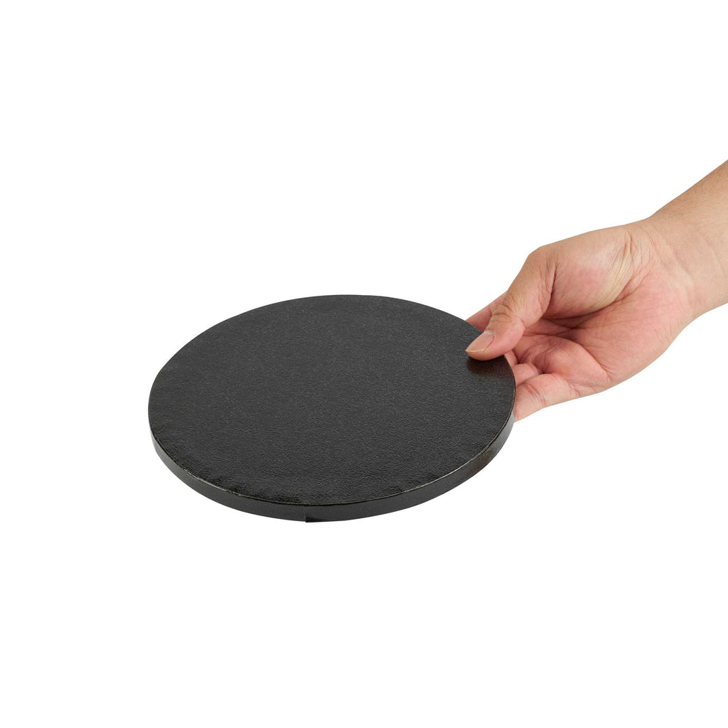 Pastry Tek Round Black Cardboard Cake Drum Board - Covered Edge - 8" x 8" x 1/2" - 1 count box