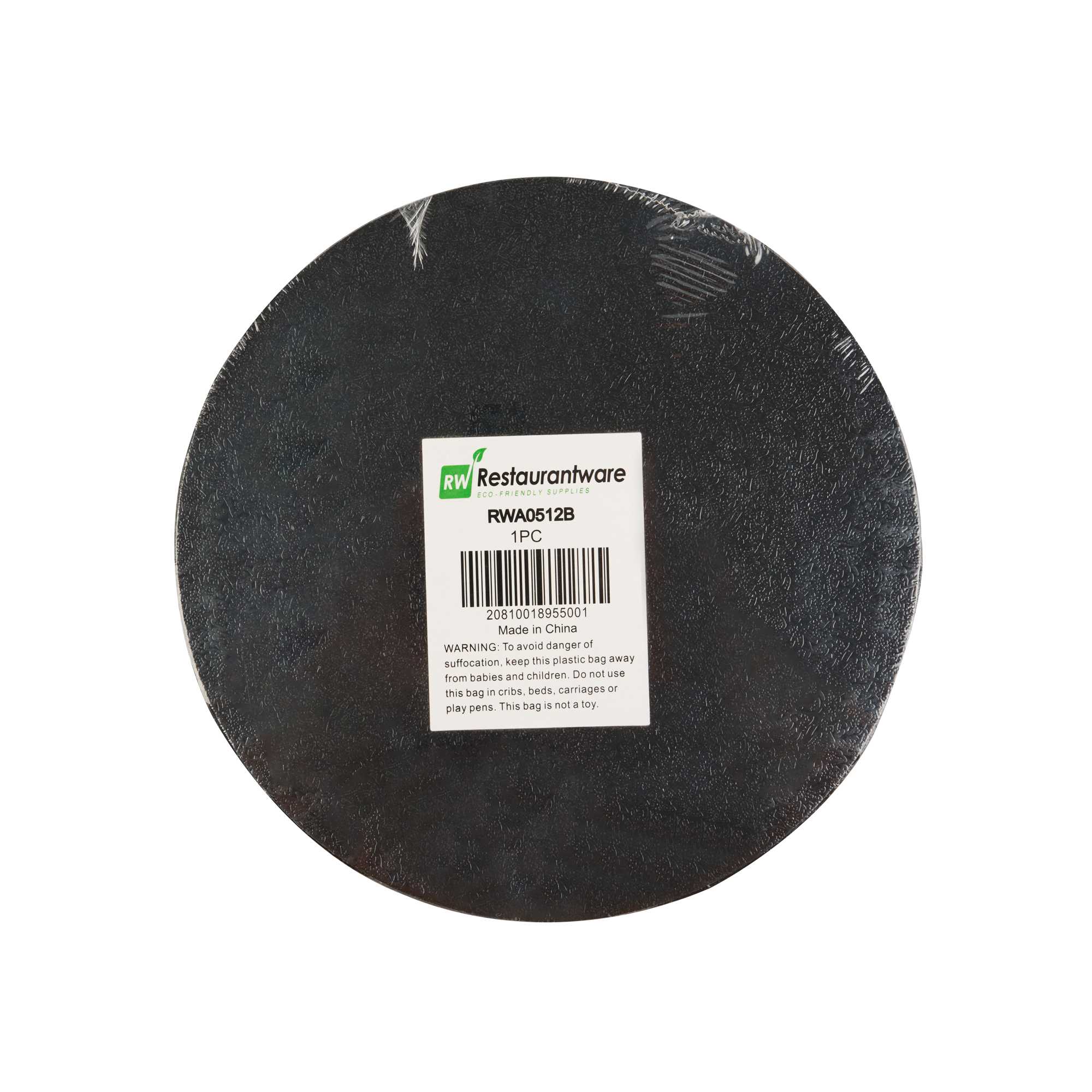 Pastry Tek Round Black Cardboard Cake Drum Board - Covered Edge - 8" x 8" x 1/2" - 1 count box