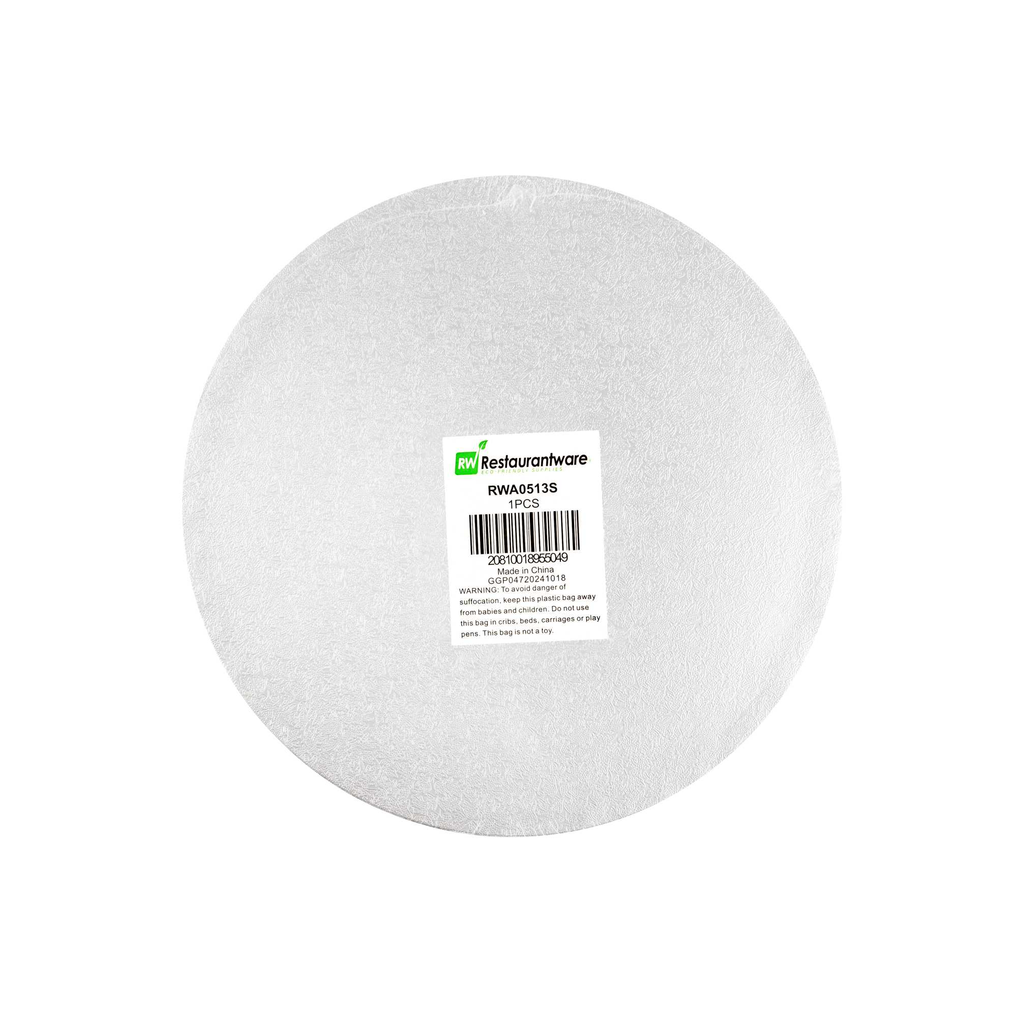 Pastry Tek Round Metallic Silver Cardboard Cake Drum Board - Covered Edge - 10" x 10" x 1/2" - 1 count box