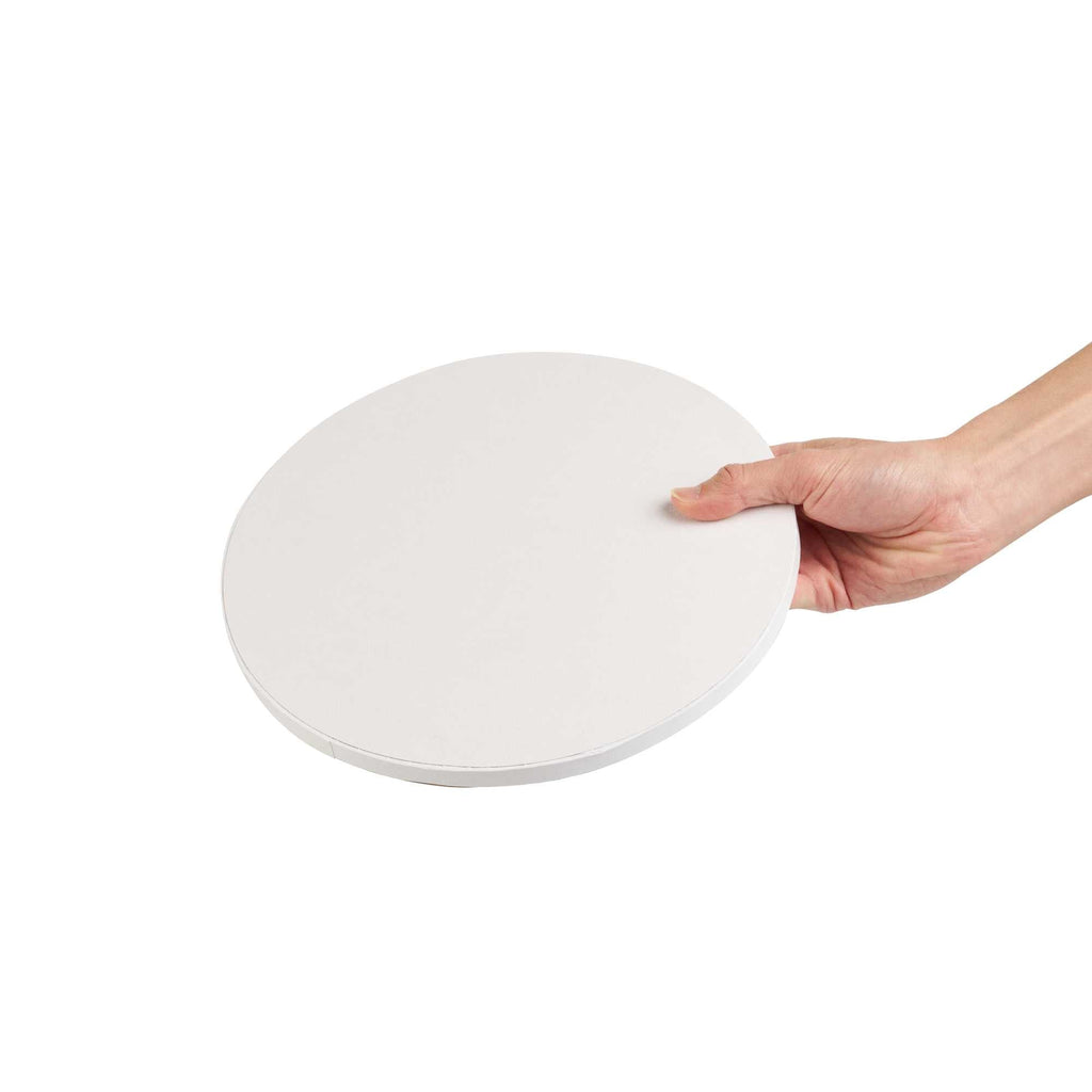Pastry Tek Round White Cardboard Cake Drum Board - Covered Edge - 10" x 10" x 1/2" - 1 count box