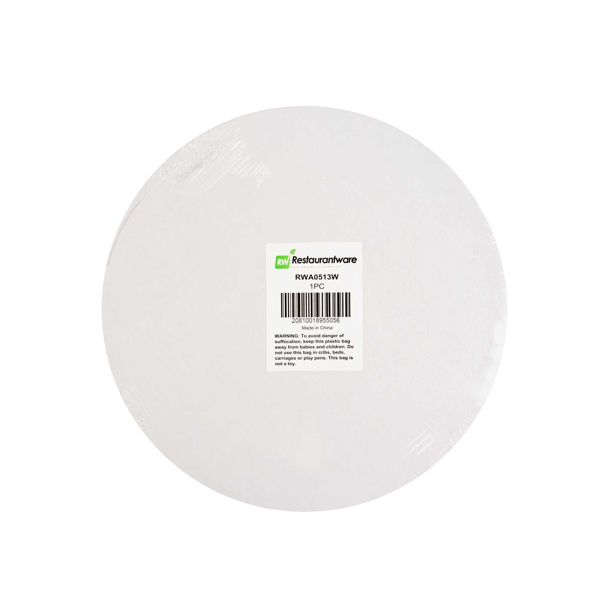 Pastry Tek Round White Cardboard Cake Drum Board - Covered Edge - 10" x 10" x 1/2" - 1 count box