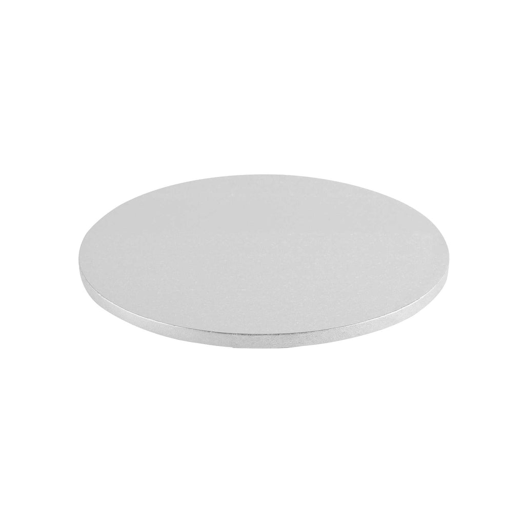 Pastry Tek Round Metallic Silver Cardboard Cake Drum Board - Covered Edge - 12" x 12" x 1/2" - 1 count box
