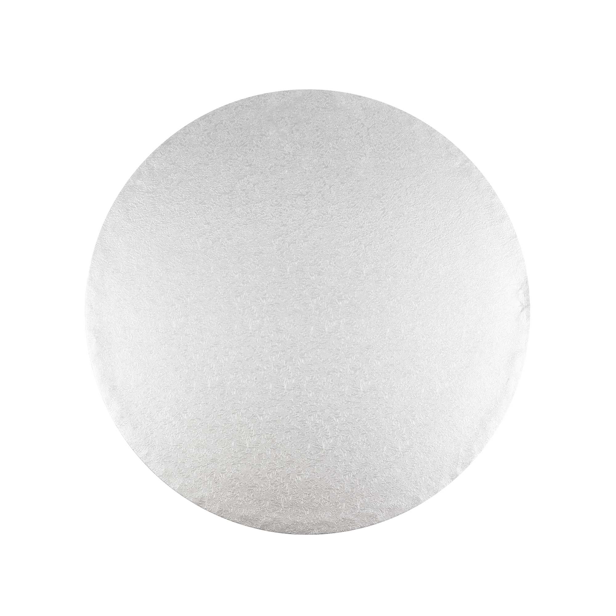 Pastry Tek Round Metallic Silver Cardboard Cake Drum Board - Covered Edge - 12" x 12" x 1/2" - 1 count box