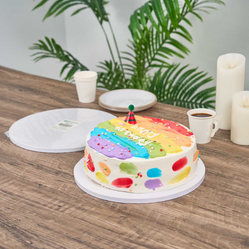 Pastry Tek Round White Cardboard Cake Drum Board - Covered Edge - 12" x 12" x 1/2" - 1 count box