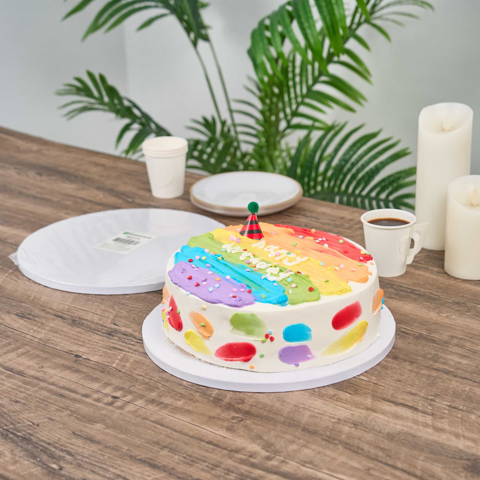 Pastry Tek Round White Cardboard Cake Drum Board - Covered Edge - 12" x 12" x 1/2" - 1 count box