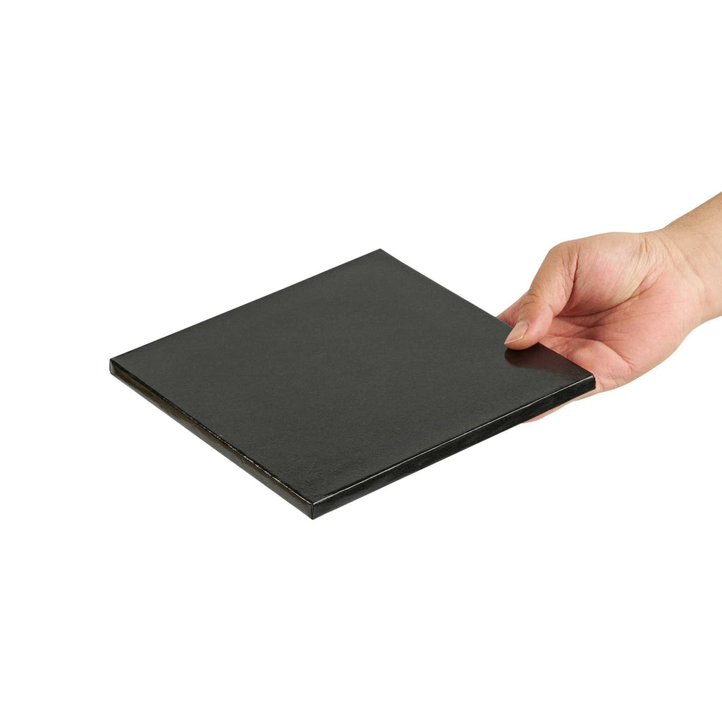 Pastry Tek Square Black Cardboard Cake Drum Board - Covered Edge - 8" x 8" x 1/2" - 1 count box